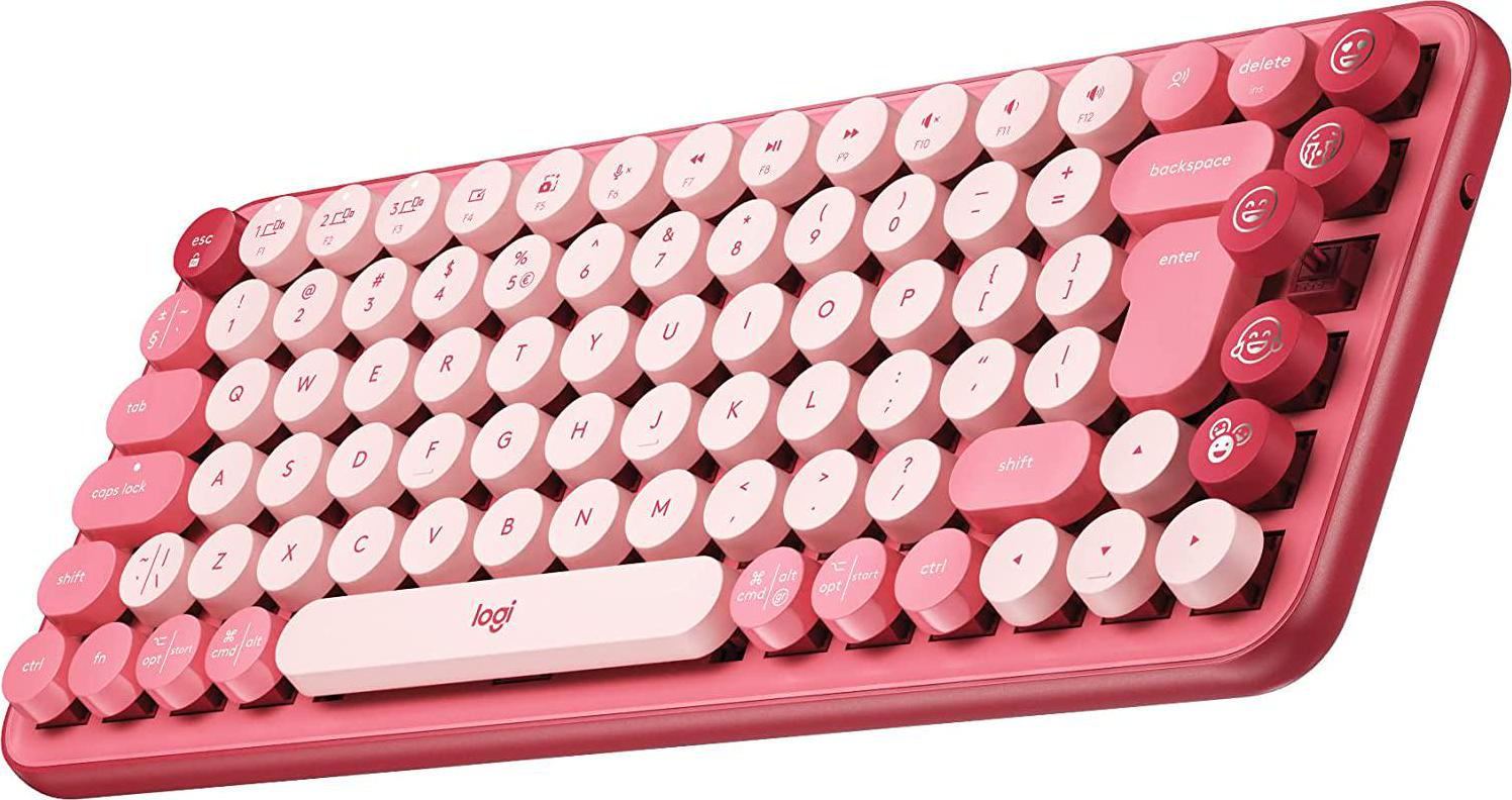 Logitech, Logitech POP Keys Wireless Mechanical Keyboard with Emoji Keys, Hertbreaker Rose