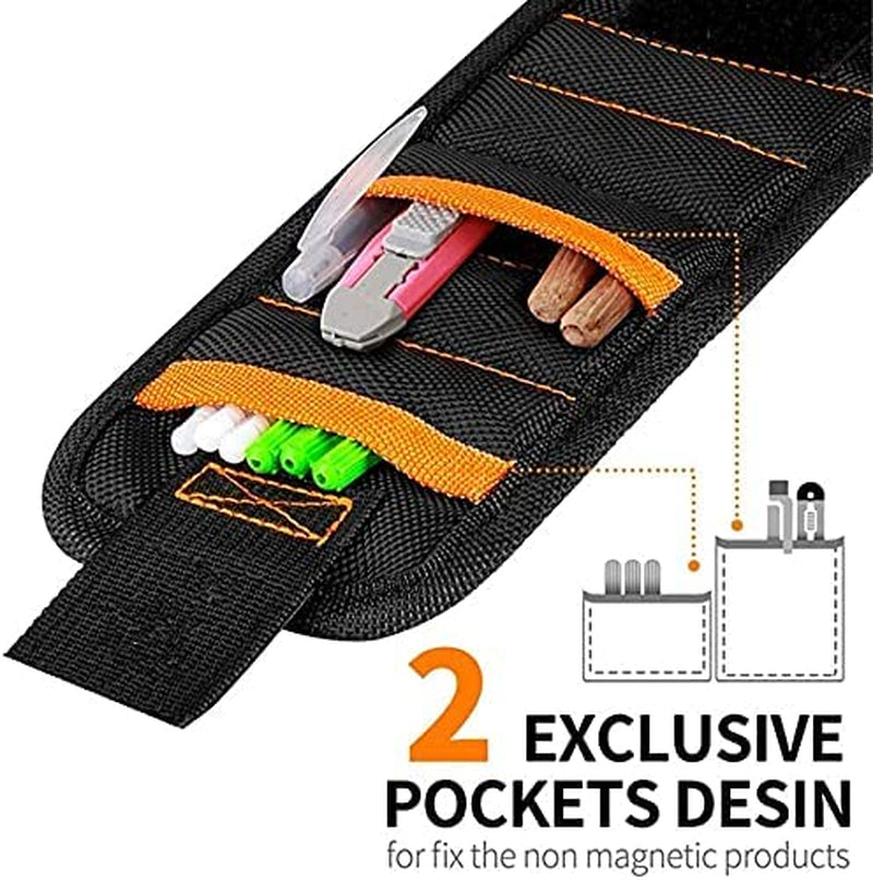 secretgreen.com.au, Magnetic Wristband,With Strong Magnets for Holding Screws, Nails, Drilling Bits,Magnetic Wristband with 2 Pockets,Tool Belt with 10 Strong Magnets,For Holding Screws,Ails,Drill,Bits (10 Strong Magnets)